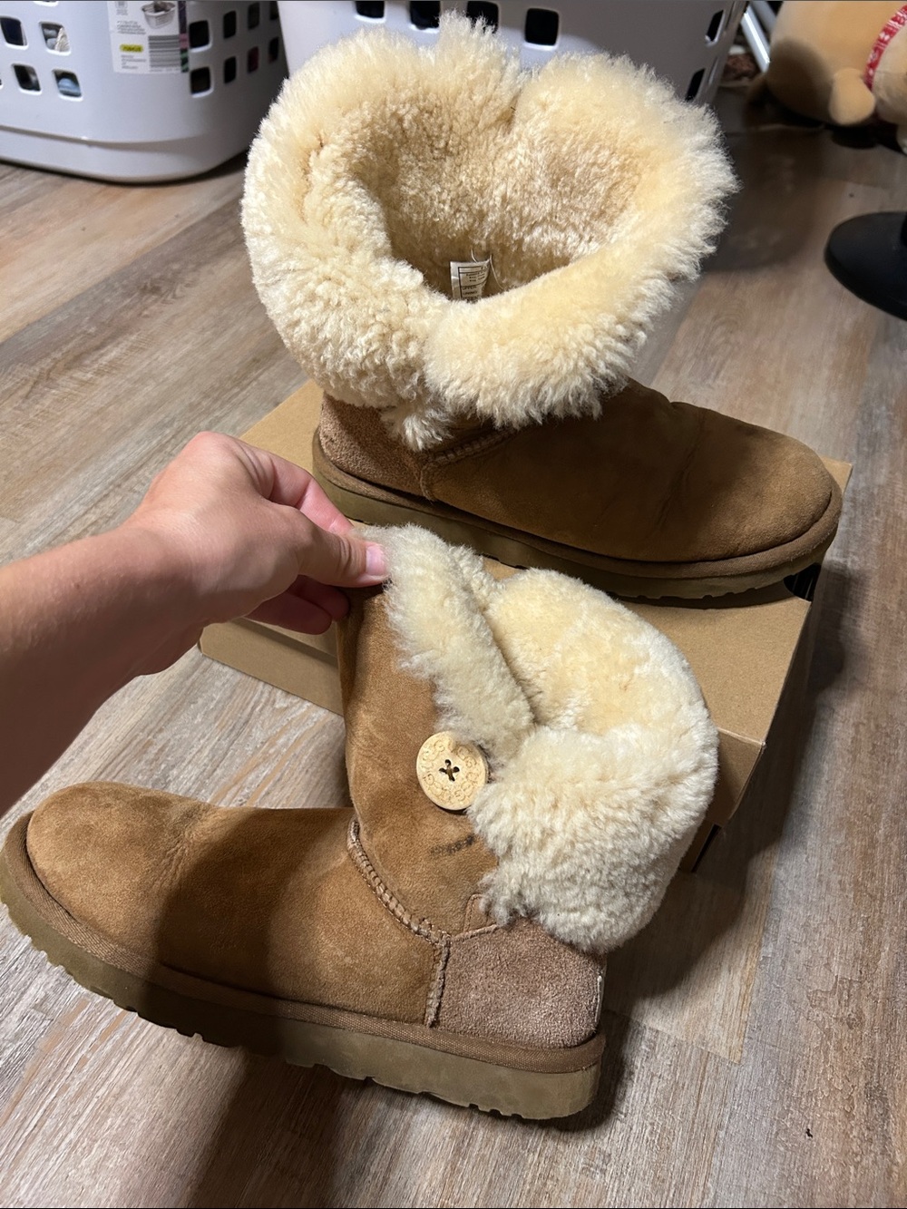 UGG Chestnut Shearling Button Ankle Boots
